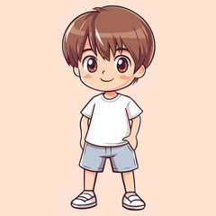 Cute cartoon little boy vector Illustration