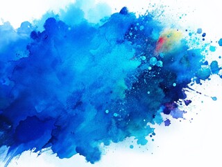 Abstract Blue Watercolor Messy Spot Background Texture - Left Copy Space