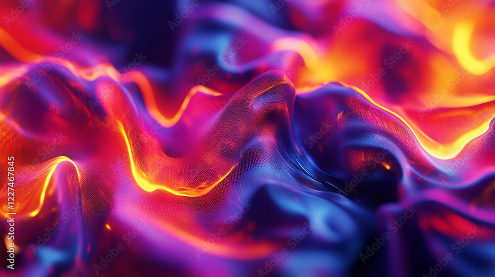 Poster colorful abstract texture with flowing waves of light and shadow, creating a vibrant visual effect
