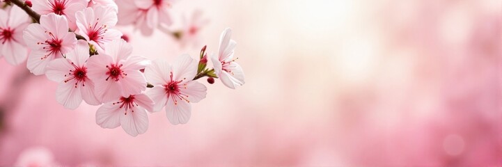 Obraz premium Soft Focus Pink Cherry Blossoms in Intimate Detail with Pastel Background