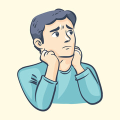 Thinking Young man vector Illustration
