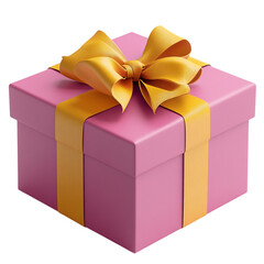 Obraz premium A Pink Gift Box with a Yellow Bow: A Celebration of Giving