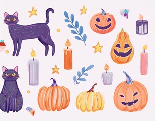 ハロウィンのイラストセット