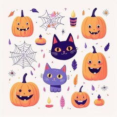 ハロウィンのイラストセット