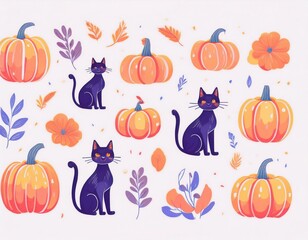 ハロウィンのイラストセット