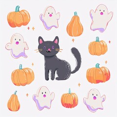 ハロウィンのイラストセット