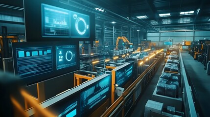 Fototapeta premium Futuristic AI Powered Recycling Plant Optimizing Circular Economy Processes