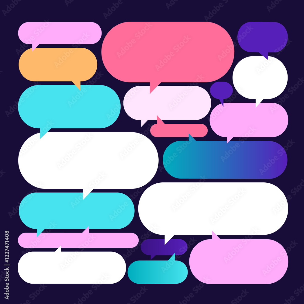 Fototapete collection of speech bubbles. blank empty speak bubble, chatting or message box set.