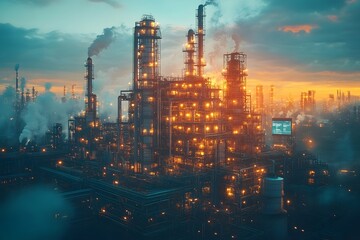 Fototapeta premium Futuristic Industrial Plant with Carbon Capture Technology Reducing Emissions