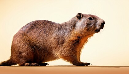 Fototapeta premium Groundhog on a sunny day seeing his shadow