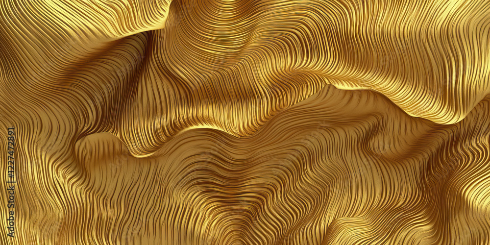 Poster abstract gold textured surface with parallel curving lines