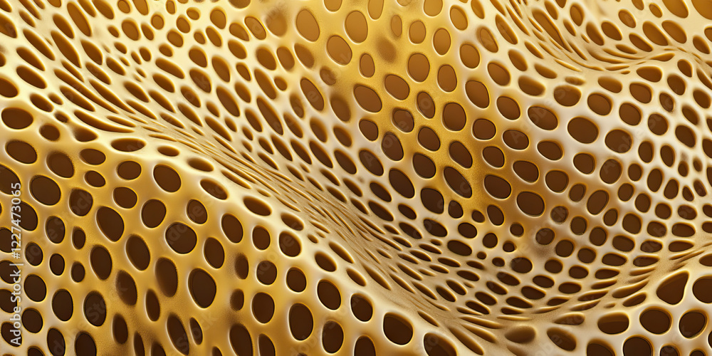 Poster gold perforated surface with undulating pattern