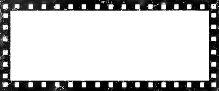 Minimalistic black film border surrounding a blank white background, ideal for photo editing