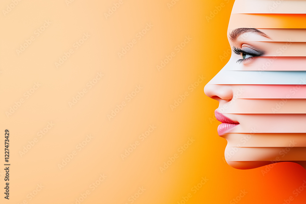 Poster diverse faces are creatively merged into a single geometric shape, symbolizing unity in diversity. t