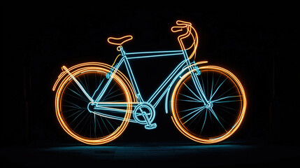Fototapeta premium Glowing Neon Outline of a Bicycle