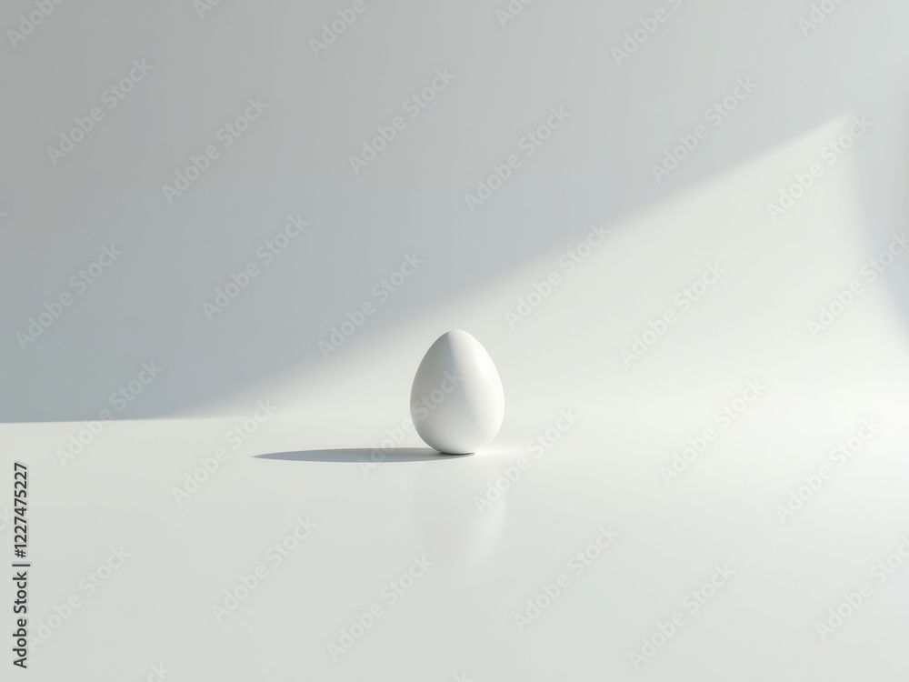 Poster simple white egg placed on a smooth surface illuminated by soft natural light showcasing its shape a