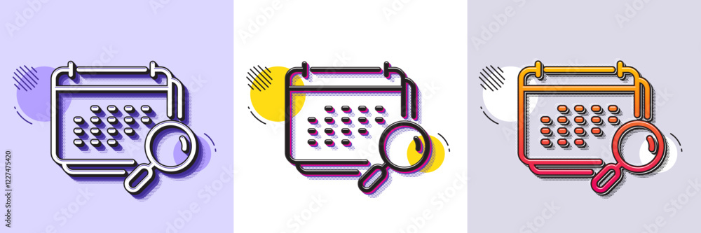 Poster calendar line icon. halftone dotted pattern. gradient icon with grain shadow. annual planner sign. s