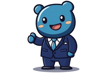 Obraz premium Cute Boy Manager Thumbs Up Digital Illustration