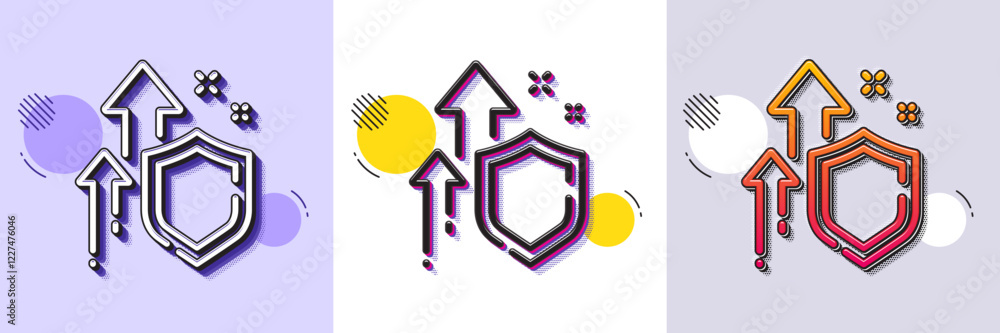 Poster improving safety line icon. halftone dotted pattern. gradient icon with grain shadow. increased priv