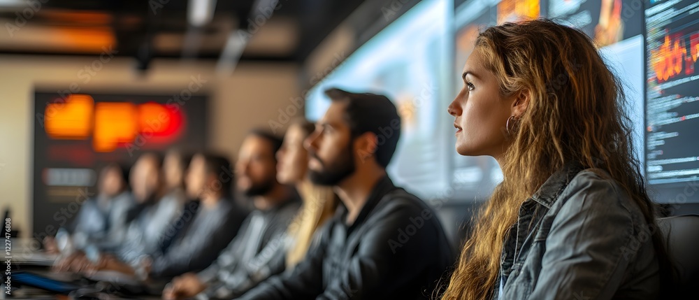 Poster cybersecurity seminar with diverse participants learning network security protocols