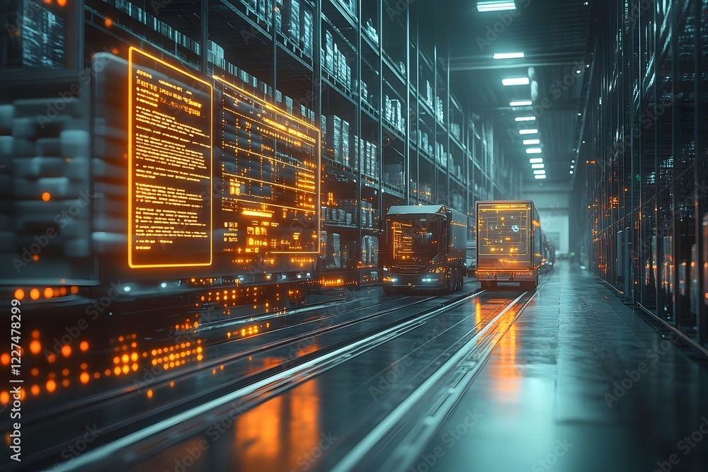 Poster automated warehouse efficiency robotics data metrics and self driving logistics