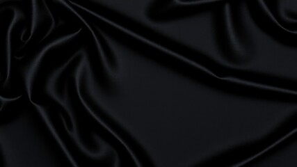 Obraz premium Satin fabric in deep black color with intricate patterns, luxury textiles, black satin fabric