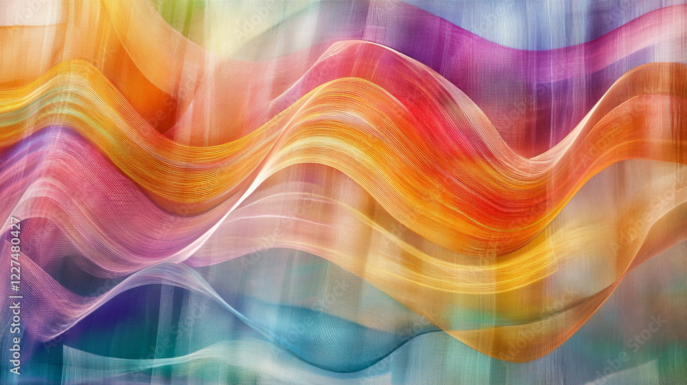 Poster vibrant abstract waves of color flowing harmoniously, creating a dynamic visual experience