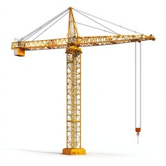 Tower Crane isolated on white background. Heavy Machinery. Construction Crane. Tall Crane Structure. Tower Crane Design Element. Construction Equipment. Tower Crane isolated for Designers.