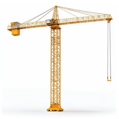 Tower Crane isolated on white background. Heavy Machinery. Construction Crane. Tall Crane Structure. Tower Crane Design Element. Construction Equipment. Tower Crane isolated for Designers.