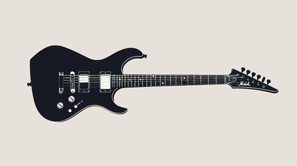 Heavy Metal Electric Guitar Flat Vector Illustration