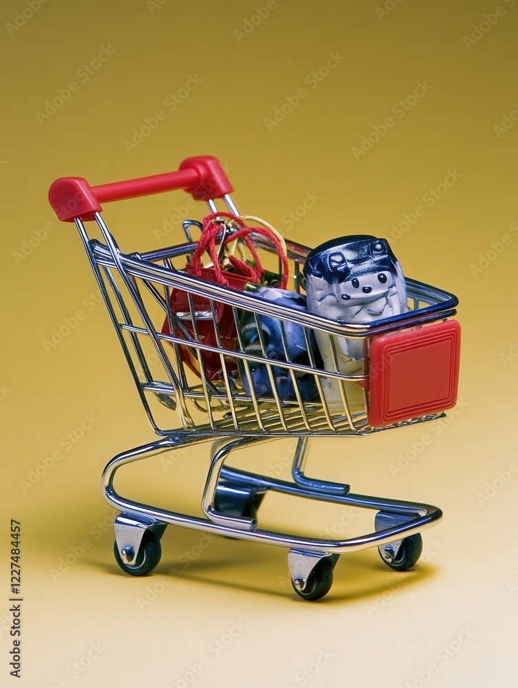 Poster the concept of online shopping is revolutionizing the retail industry. a shopper browses through a w