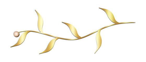 Gold Jewelry Design with Pearl, Isolated on White