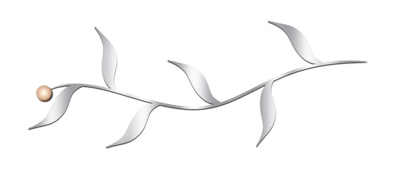 Silver Jewelry Design with Pearl, Isolated on White