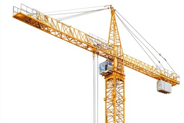 Tower Crane isolated on white background. Heavy Machinery. Construction Crane. Tall Crane Structure. Tower Crane Design Element. Construction Equipment. Tower Crane isolated for Designers.