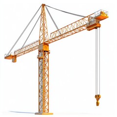 Tower Crane isolated on white background. Heavy Machinery. Construction Crane. Tall Crane Structure. Tower Crane Design Element. Construction Equipment. Tower Crane isolated for Designers.