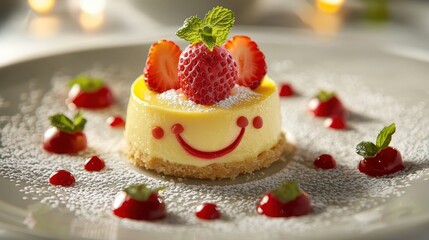 Strawberry Tart with Happy Expressions
