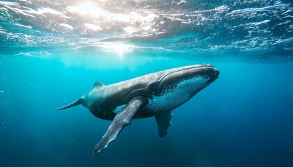 Fototapeta premium 海で泳ぐ野生の大きなクジラ