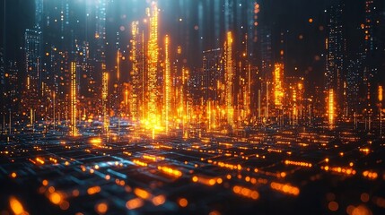 Vibrant Digital Marketplace with Glowing Financial Visualizations in Futuristic Virtual Space