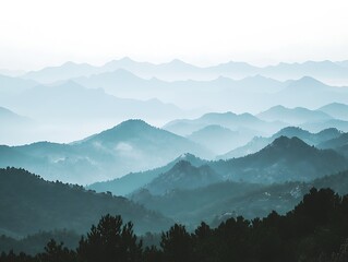Cinematic mountain landscape serenity in nature scenic view majestic peaks atmospheric layers