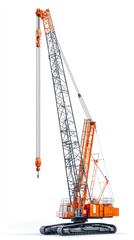 Fototapeta premium Tower Crane isolated on white background. Heavy Machinery. Construction Crane. Tall Crane Structure. Tower Crane Design Element. Construction Equipment. Tower Crane isolated for Designers.