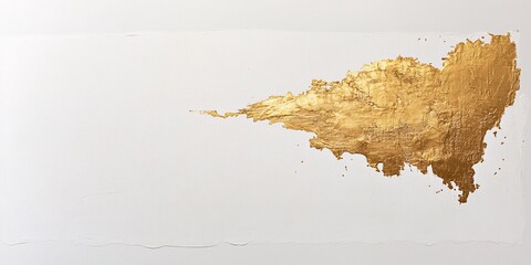 Abstract gold paint on white canvas with textured surface