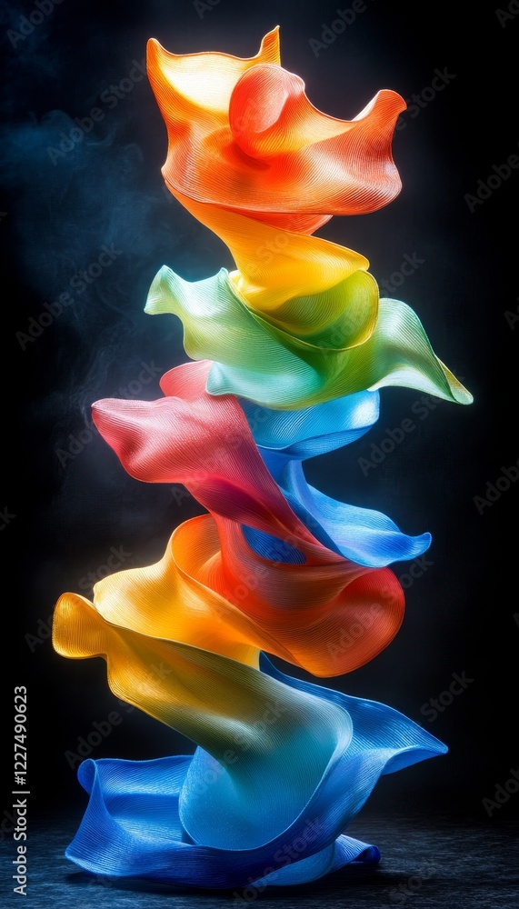Aufkleber abstract colorful ribbon sculpture with dynamic color and elegant flow, ideal for background.