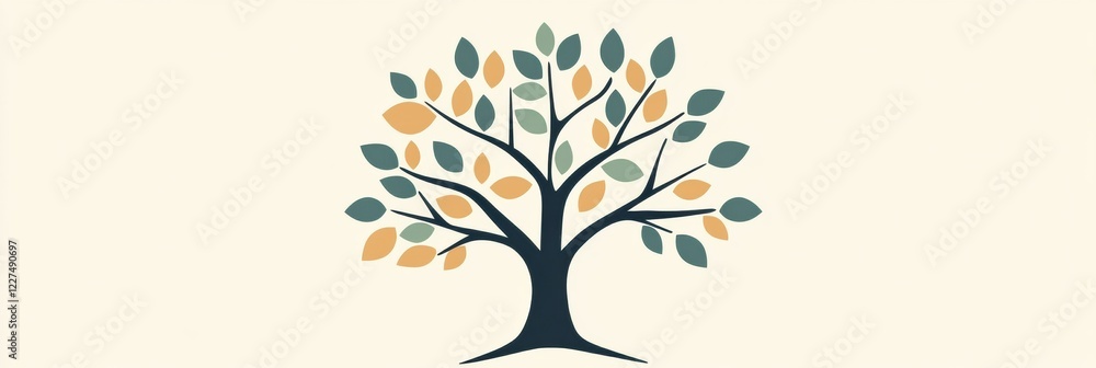 Poster tree icon featuring branches and leaves in a minimalist design suitable for various uses and applica