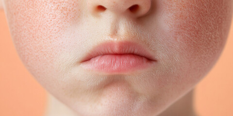 Obraz premium Close-up of Child's Face Showing Skin Texture and Red Patches