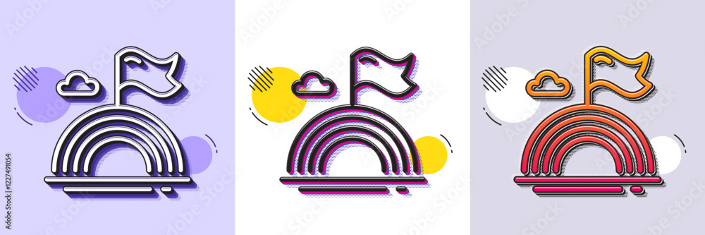 Poster lgbt line icon. halftone dotted pattern. gradient icon with grain shadow. pride flag with rainbow si