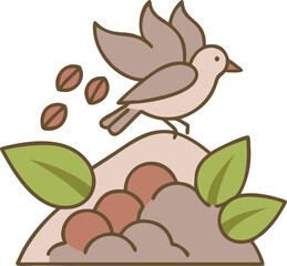 Nature-Inspired Bird & Seed Vector &ndash; Eco-Friendly Illustration!"