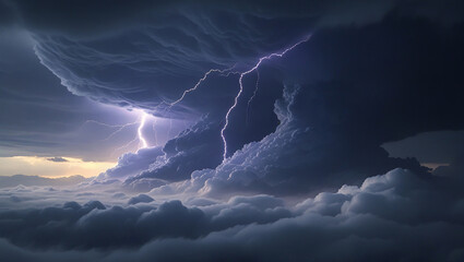 lightning over the sky