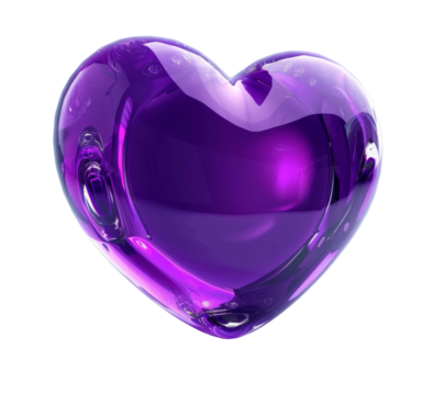 Violet heart isolated on a white or transparent background
