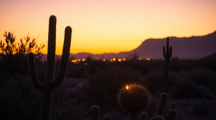 cactus at sunset