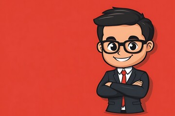 Friendly 3D Businessman Illustration Red Background